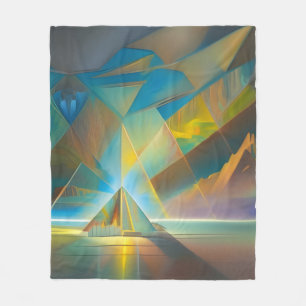 Pyramid Landscape Geometric Abstract Design Fleece Blanket