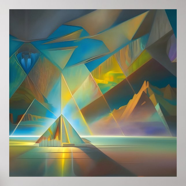 Pyramid Landscape Geometric Abstract Design Poster (Front)