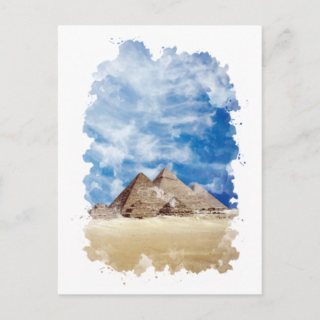 Pyramid of Giza Egypt Watercolor Art Postcard (Front)