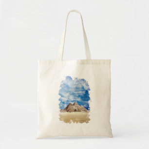 Pyramid of Giza Egypt Watercolor Art Tote Bag