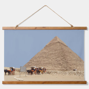 Pyramid of Khafre and a string of chariots Hanging Tapestry