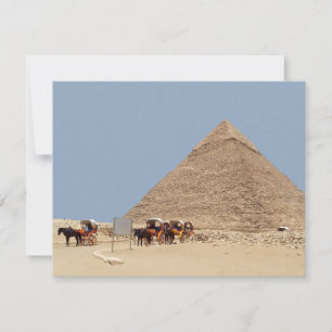 Pyramid of Khafre and a string of chariots Holiday Card