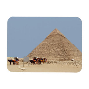 Pyramid of Khafre and a string of chariots  Postca Magnet