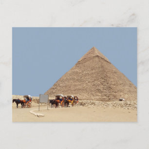 Pyramid of Khafre and a string of chariots  Postcard