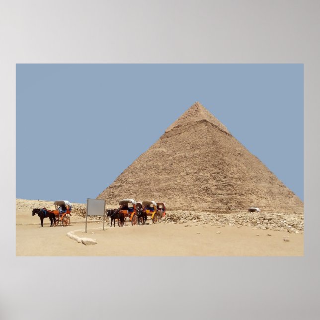 Pyramid of Khafre and a string of chariots Poster (Front)