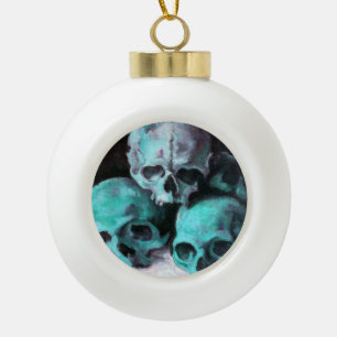 Pyramid of Skulls After Cezanne Ceramic Ball Christmas Ornament