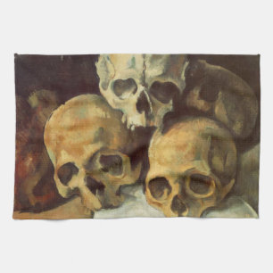 Pyramid of Skulls Vintage Halloween Tea Towel