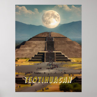 Pyramid of the Moon, Teotihuacan, Mexico Travel Poster