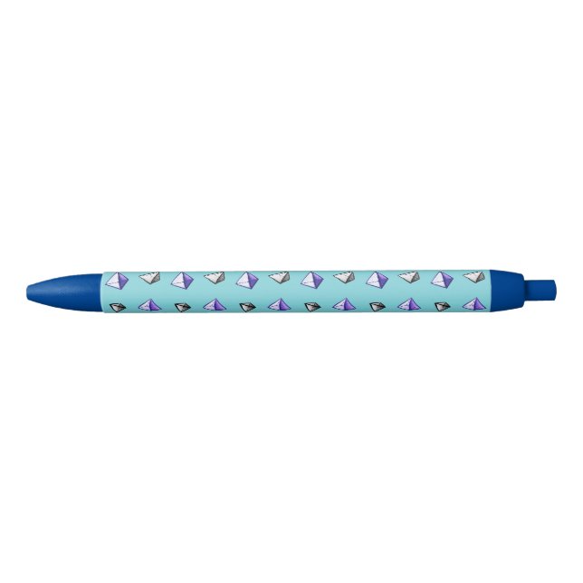 Pyramid Pattern Geometric Geek Math Lover Blue Ink Pen (Front)