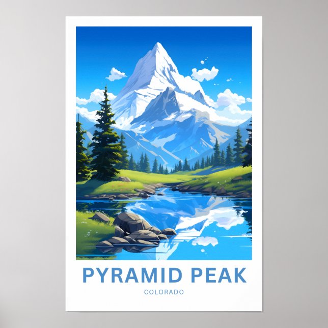 Pyramid Peak Colorado Travel Print (Front)