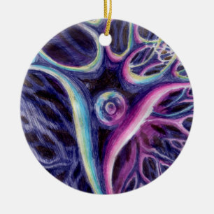 Pyramidal neuron drawing ceramic ornament