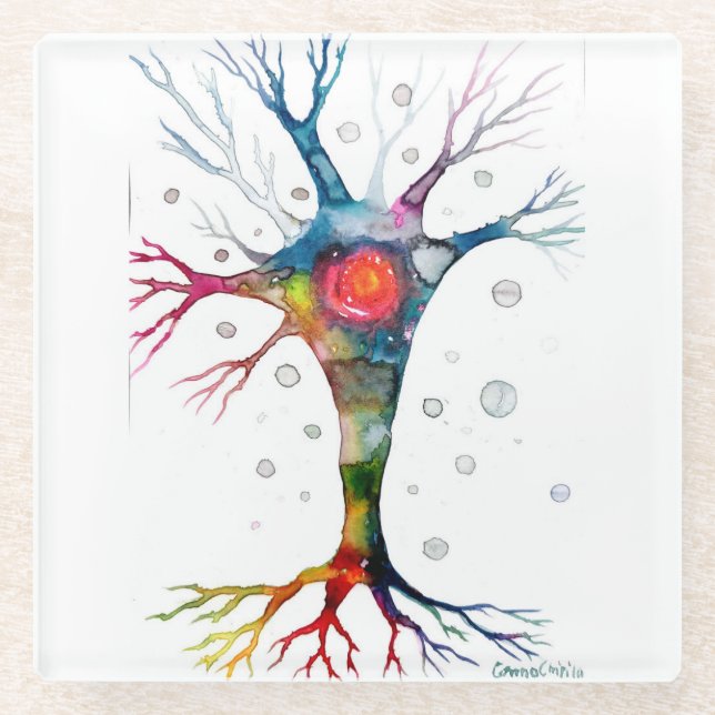 Pyramidal neuron in the neocortex glass coaster (Front)
