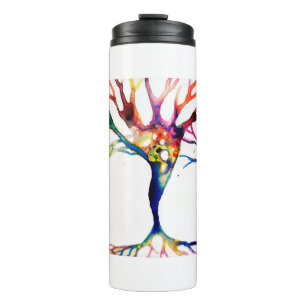 Pyramidal neurons trio painted with watercolors thermal tumbler