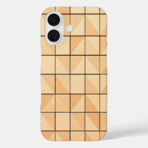 Pyramidal Wood Blocks: A Textured Geometric Patter iPhone 16 Case