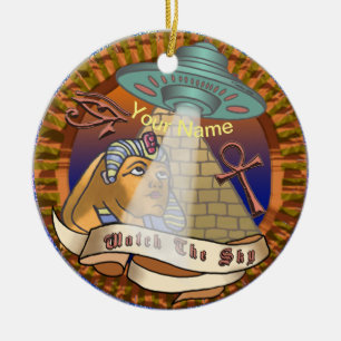 Pyramids Alien Spaceship   Ceramic Ornament