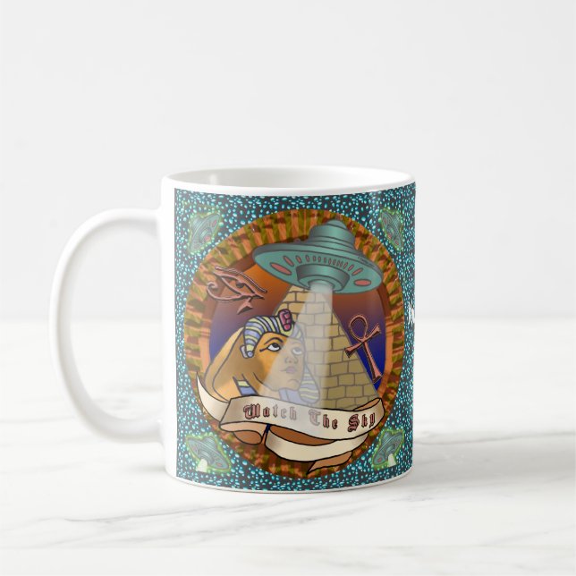 Pyramids Alien Spaceship Coffee Mug (Left)