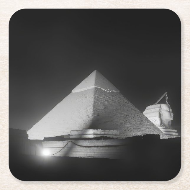 pyramids and sphinx square paper coaster (Front)