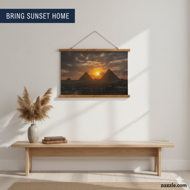 Pyramids at Giza Sunset Glow Hanging Tapestry (Creator Uploaded)