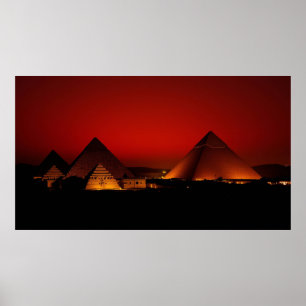 Pyramids at Red Sunset Poster