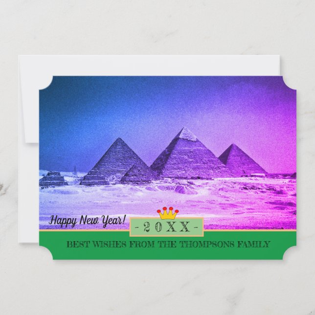 Pyramids, Cairo & Happy New Year! Card /Egypt (Front)