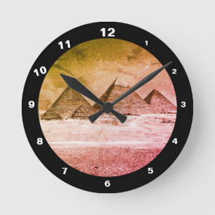 Pyramids & Desert, vintage Cairo / Ancient Egypt Round Clock