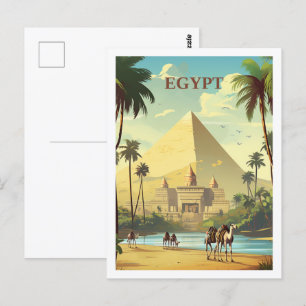 Pyramids Egypt Famous Vintage Travel Place Postcard