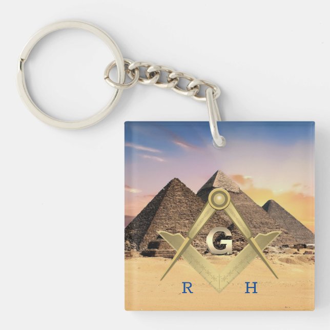 Pyramids  Monogrammed Masonic Keychain (Front)