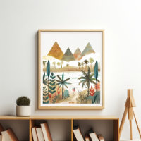 Pyramids Nile River Desert Scene Wall Art