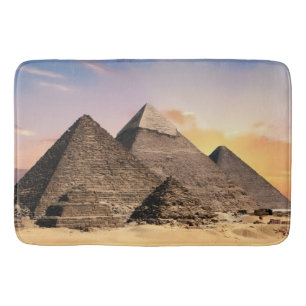 pyramids of giza Ancient Egypt Desert landscape Bath Mat