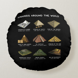 Pyramids Of The World Archaeology Civilisations Round Cushion