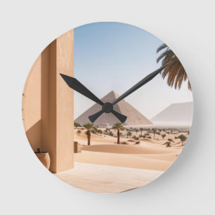 Pyramids & Palm Trees Round Clock