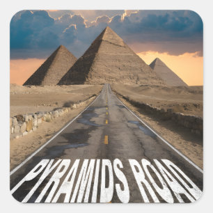 Pyramids Road Egypt Desert Landmark Art Square Sticker