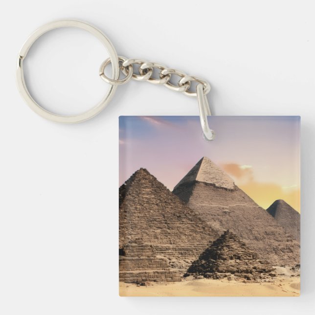 Pyramids Sphinx Ancient Egypt Pharaoh Khufu Desert Key Ring (Front)