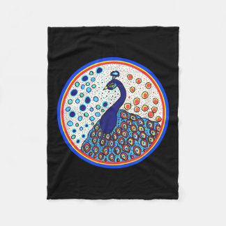Pyrams Heart Folk Art Design- The Caribbean Peafow Fleece Blanket