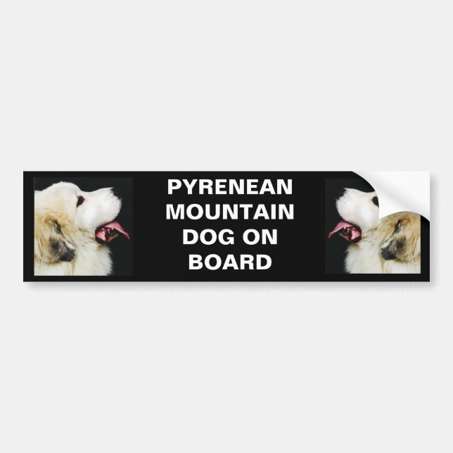 PYRENEAN MOUNTAIN DOG ON BOARD BUMPER STICKER (Front)