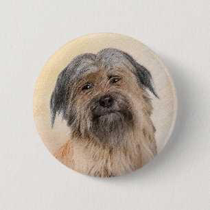 Pyrenean Shepherd Painting - Cute Original Dog Art 6 Cm Round Badge