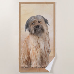 Pyrenean Shepherd Painting - Cute Original Dog Art Beach Towel
