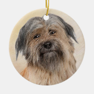 Pyrenean Shepherd Painting - Cute Original Dog Art Ceramic Ornament