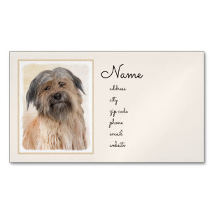 Pyrenean Shepherd Painting - Cute Original Dog Art Magnetic Business Card