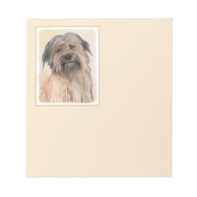 Pyrenean Shepherd Painting - Cute Original Dog Art Notepad (Front)