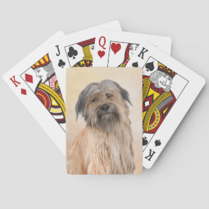 Pyrenean Shepherd Painting - Cute Original Dog Art Playing Cards