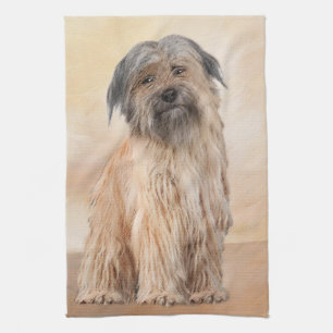 Pyrenean Shepherd Painting - Cute Original Dog Art Tea Towel