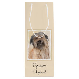 Pyrenean Shepherd Painting - Cute Original Dog Art Wine Gift Bag