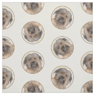 Pyrenean Shepherd Painting Long-Haird Fawn Dog Art Fabric