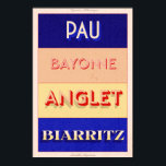 Pyrénées-Atlantiques Nouvelle Aquitaine Art Deco P Poster<br><div class="desc">Nouvelle Aquitaine poster style design. This chic Art Deco Poster design sports famous places from the South West of France; perfect for those who want to show off their love for this region. From t-shirts to homewares and accessories, there's something for everyone - so why not treat yourself today and...</div>