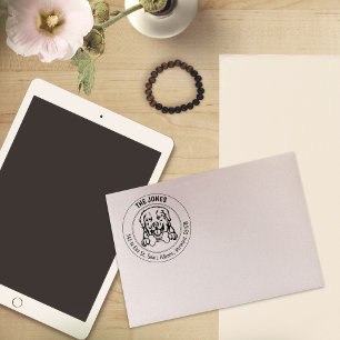 Pyrenees Dog Return Address Family Rubber Stamp