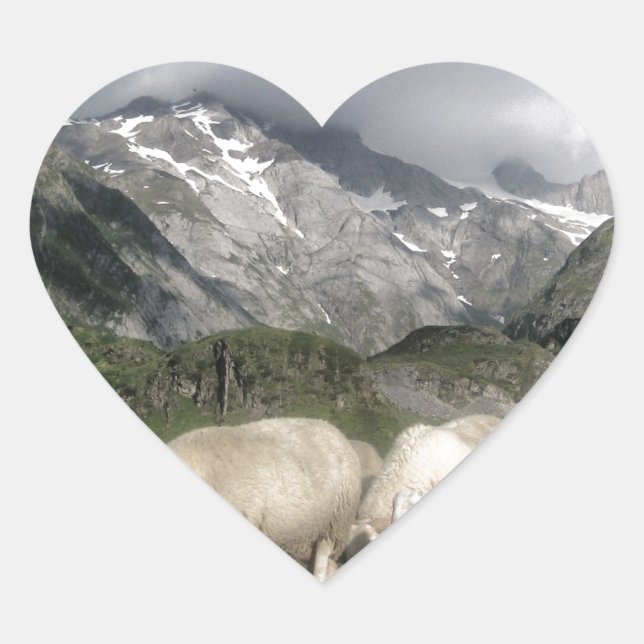 pyrenees landscape heart sticker (Front)
