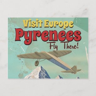 Pyrenees Mountains, Europe vintage Travel poster Postcard