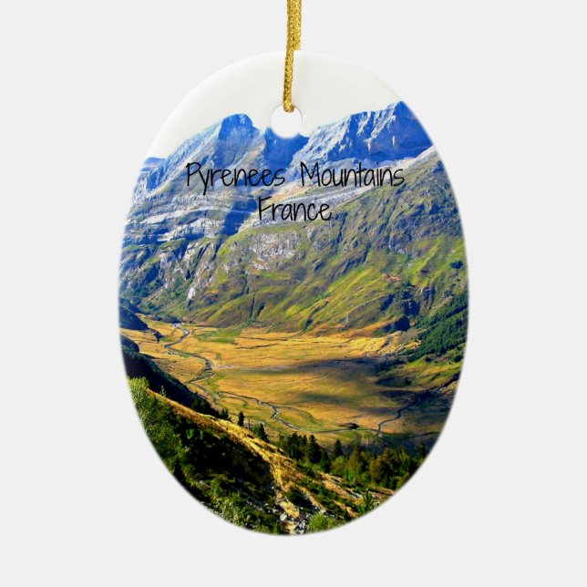 Pyrenees Mountains, France Ceramic Tree Decoration (Front)