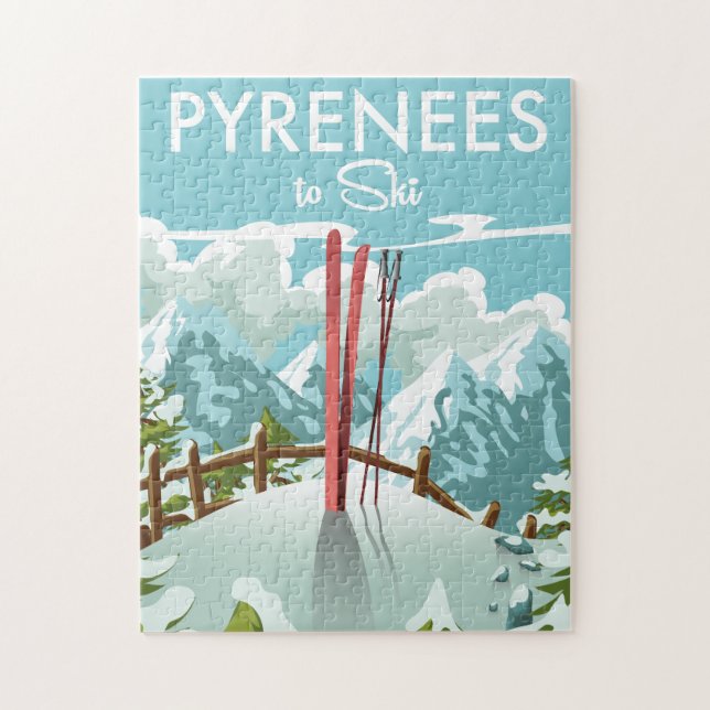 Pyrenees To Ski travel print. Jigsaw Puzzle (Vertical)